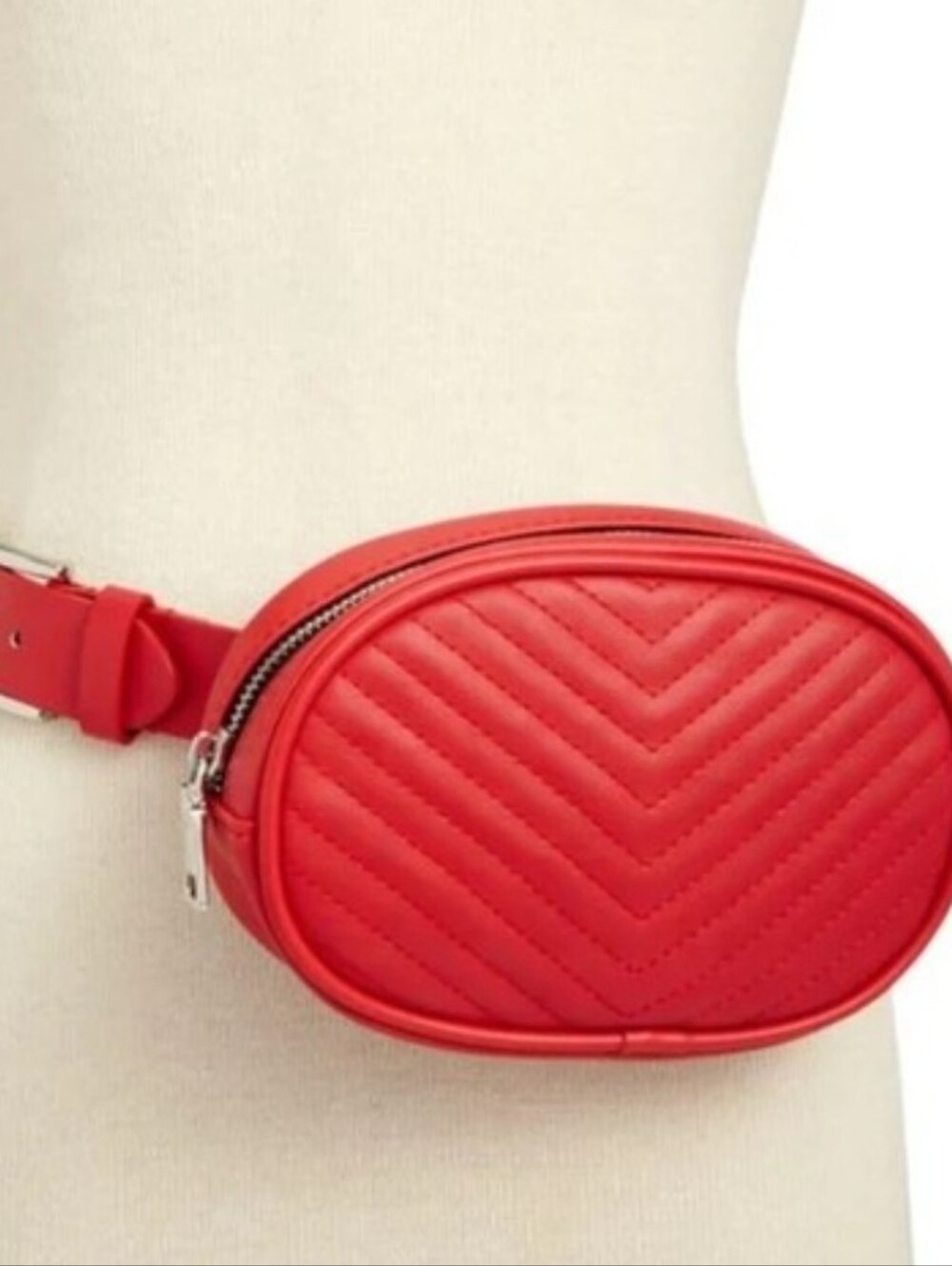 Steve Madden Red Quilted Oval Belt Bag